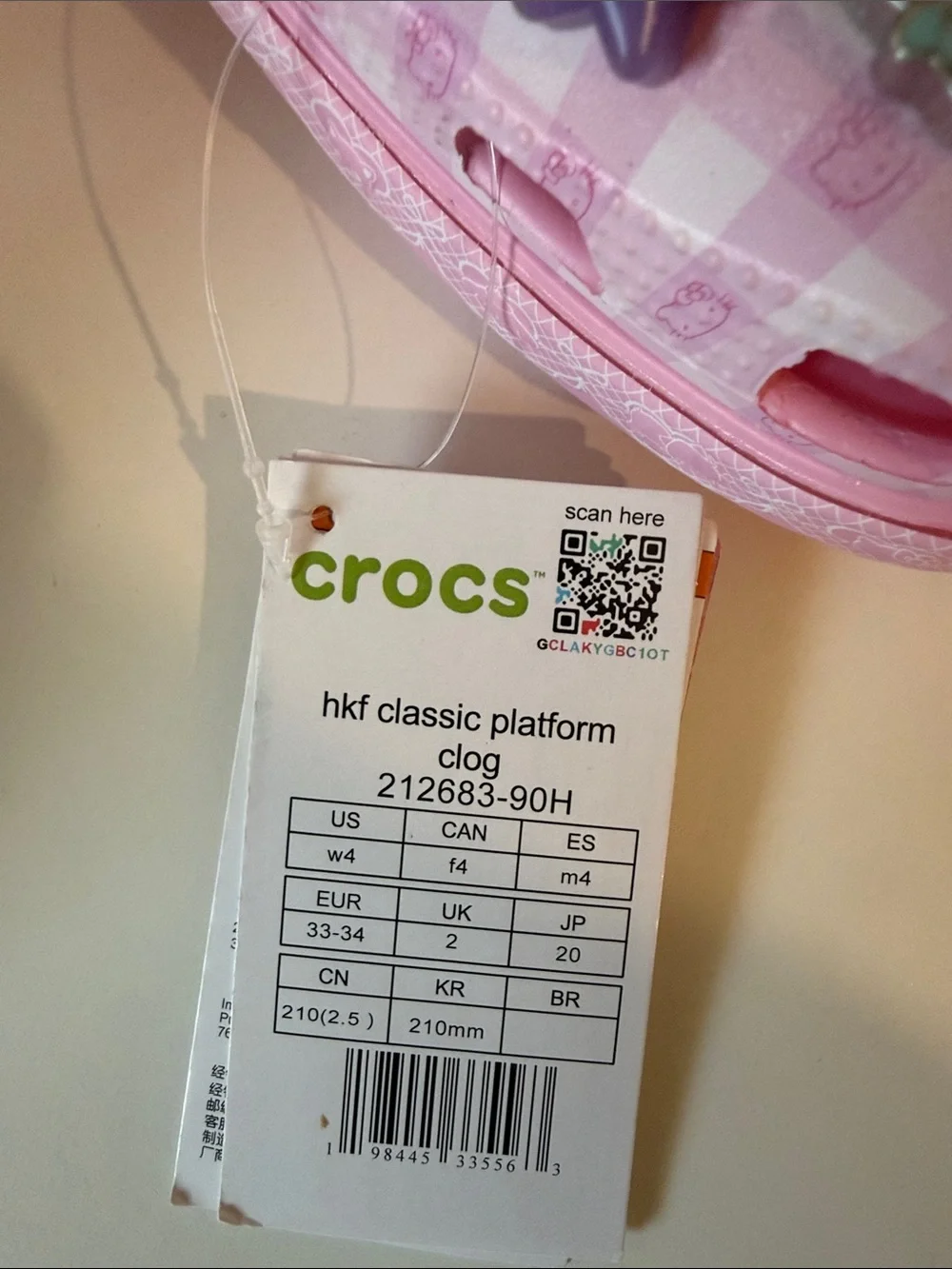 CROCS Pink Checkered Platform Clogs with Sanrio Charms